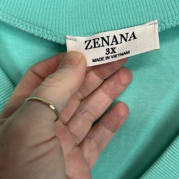 New Zenana Cotton Sleeveless V Neck Romper with Pockets Mint Green Size 3X - Picture 5 of 7